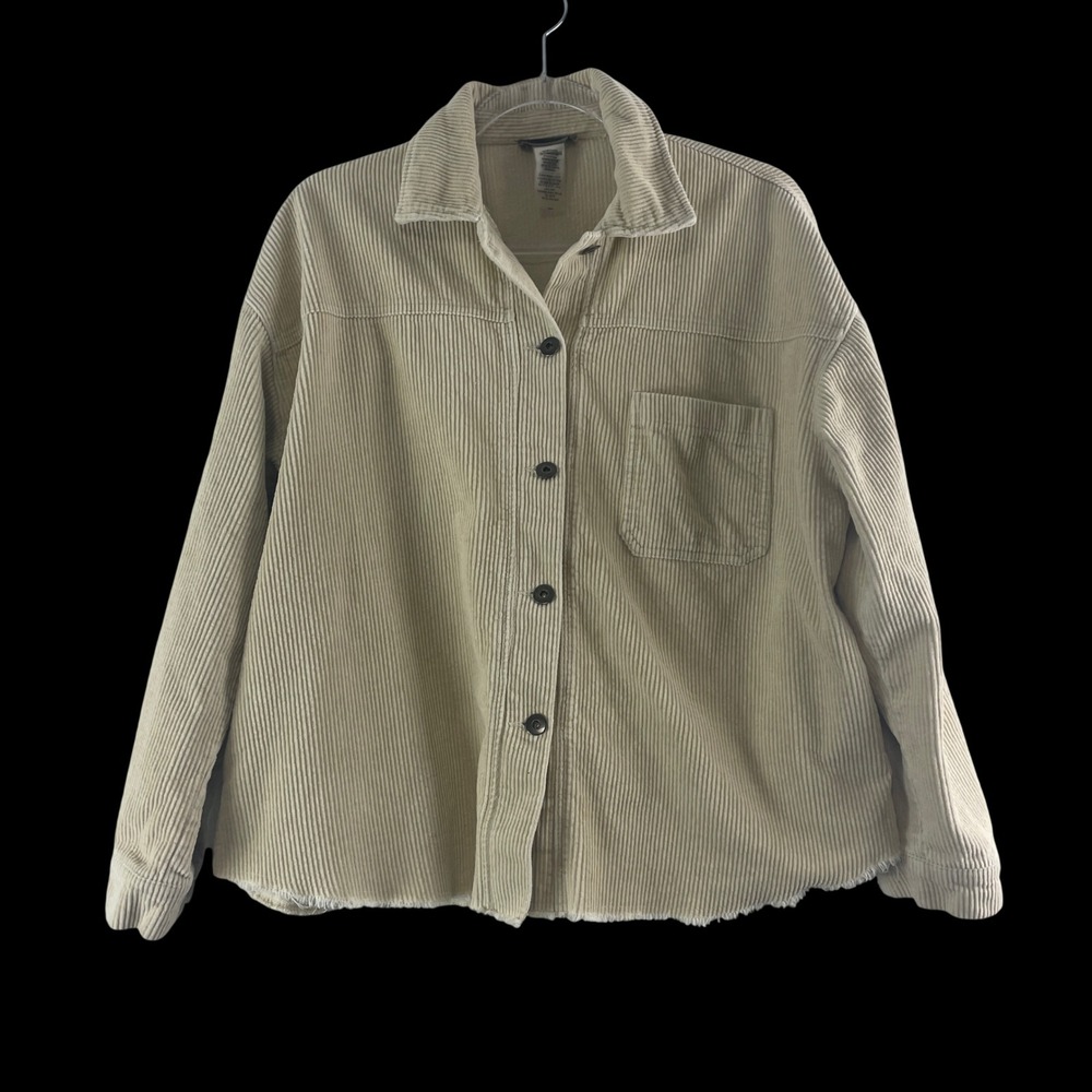 Sans Souci Corduroy Shacket Size M Beige Boho Coastal Minimalist GST2487